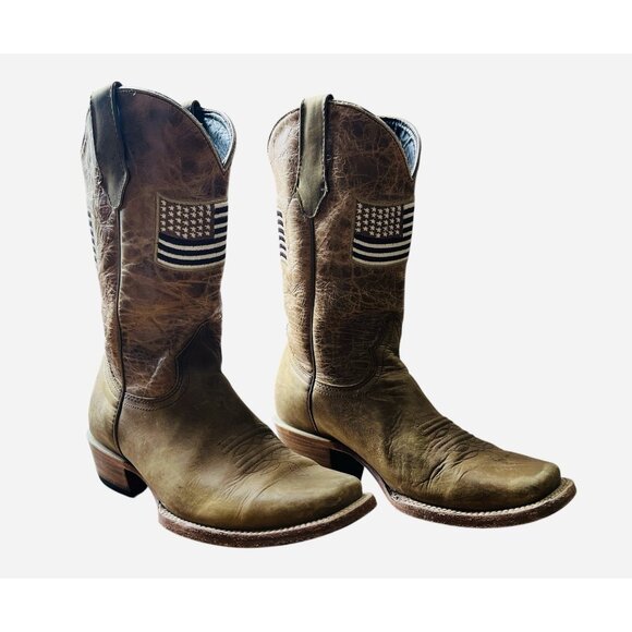 Men’s JB Dillon Cowboy Boots Size 9B American Flag PREOWNED **NICE** - Picture 1 of 8